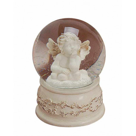 figurine statuette Ange dans boule à neige musicale