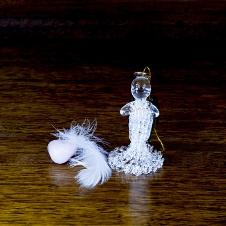 Figurine Ange musicien en verre avec une lyre