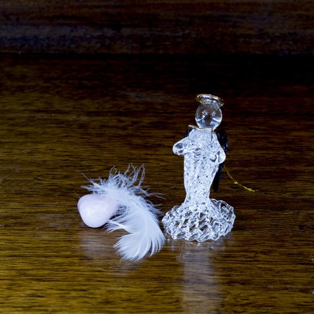 Figurine statue deco Ange en verre avec un livre